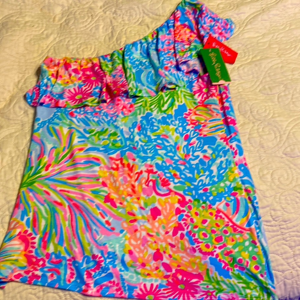 NWT Lilly Pulitzer one shoulder ruffle top Size Small